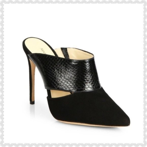 Alexandre Birman Suede & Watersnake Mules 9 - Picture 2 of 10